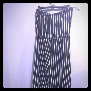 Strapless white and black jumpsuit